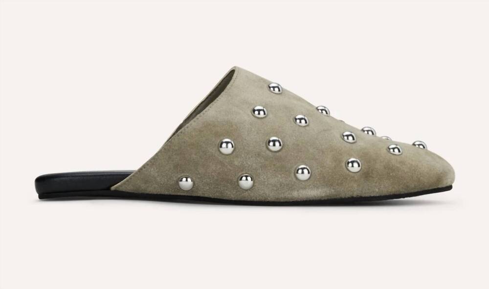 NEW YOSI SAMRA women's zoe stud mule in taupe